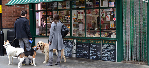 Dogs at Elite Meats in England