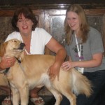 Honey the Golden Retriever, Pamela Douglas Webster, and Pup Fan
