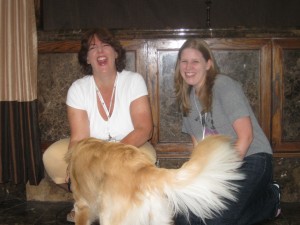 Honey, Pam & Pup Fan take 2 Honey the Golden Retriever, Pamela Douglas Webster & Pup Fan