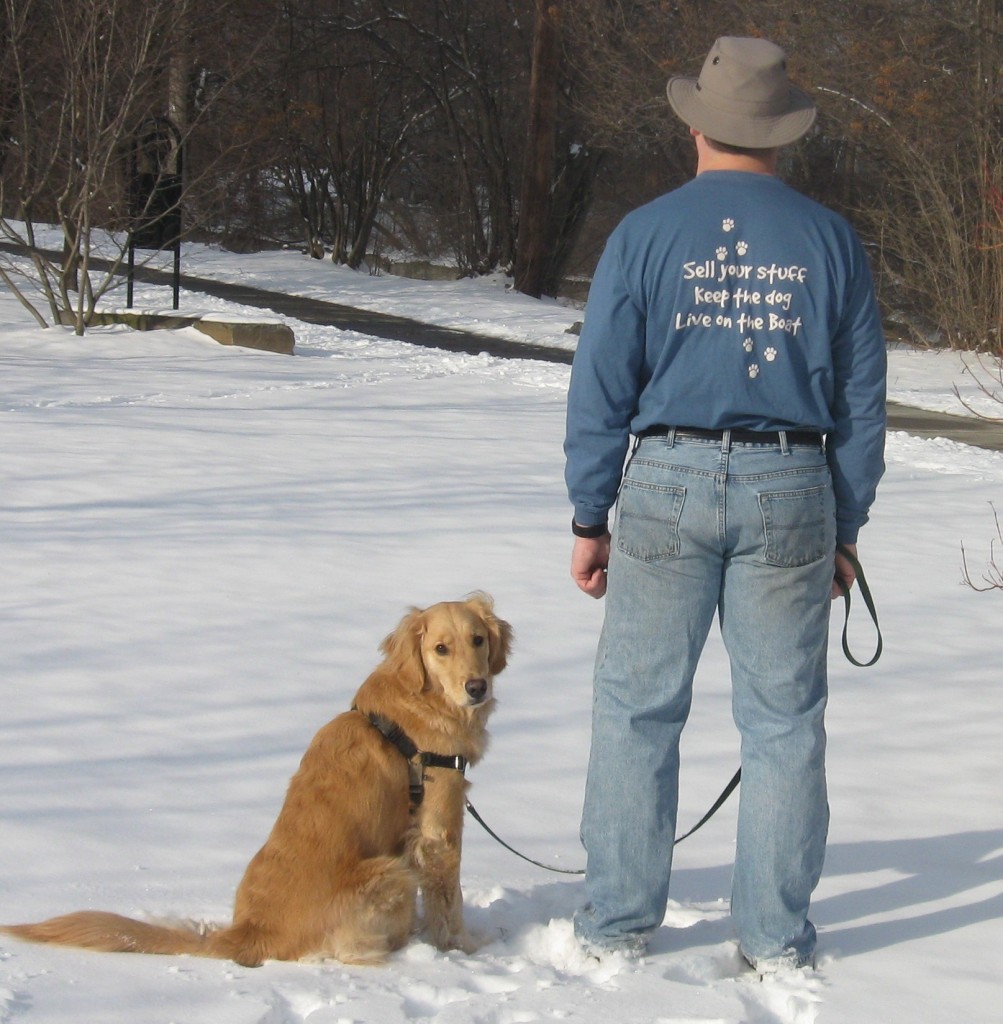 Honey the Golden Retriever and her person Mike
