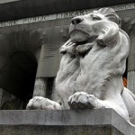 Stone Lion in Front of New York Public Library