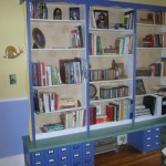 Bookshelf in Pam's house.