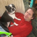 Mike with the foster dog I nicknamed Lil Punkin Butt.