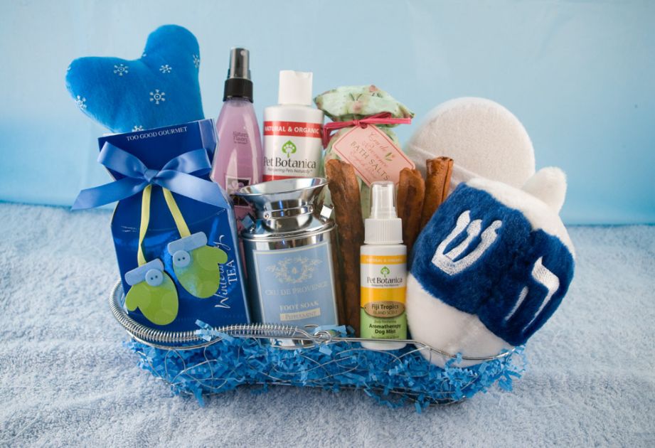 Hanukkah gift basket for dogs and humans.