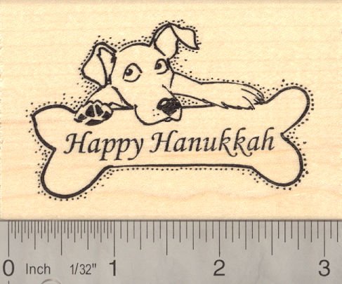 Hanukkah dog rubber stamp.