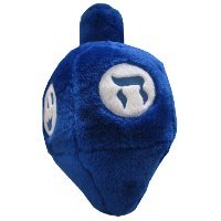 Plush dreidel dog toy for hanukkah.