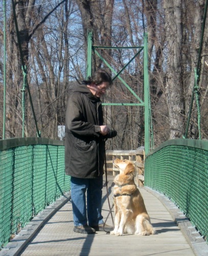 Mike and Honey on the swinging bridge.