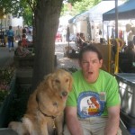 Honey the golden retriever at the Ithaca Festival.