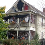 A spooky Halloween house.