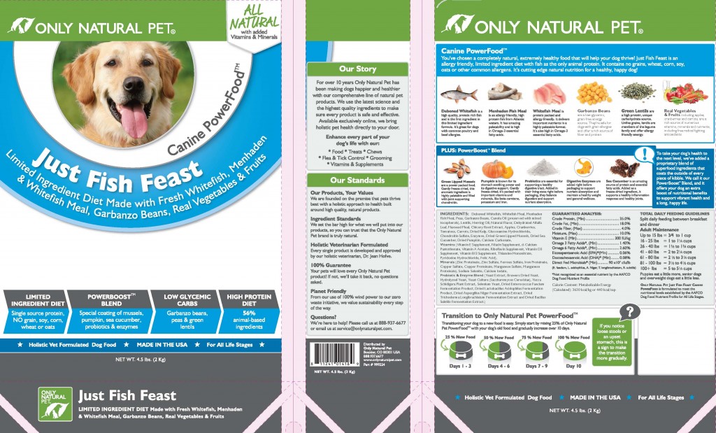 Only Natural Pet Fish formula dog food.