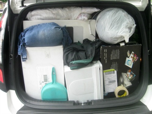 A look at the tightly packed car.